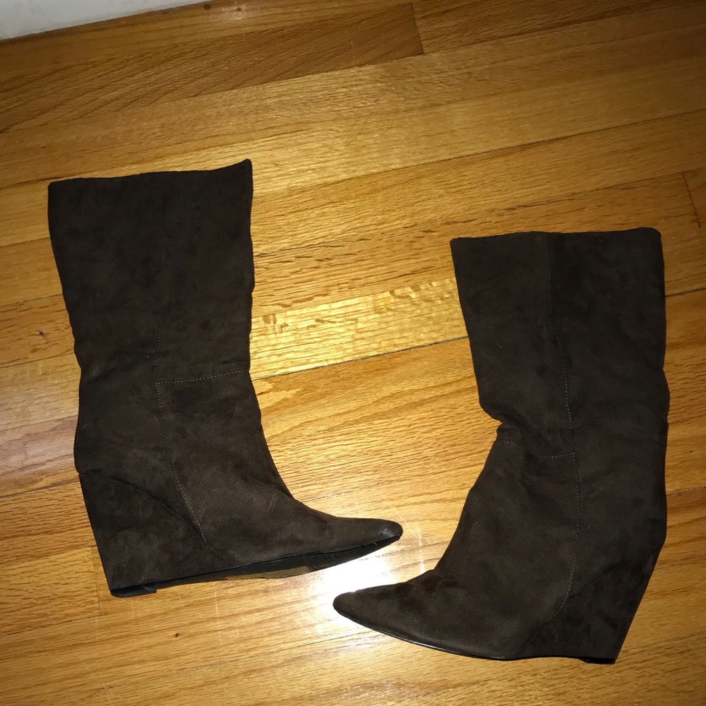 Suede Wedged Boots.